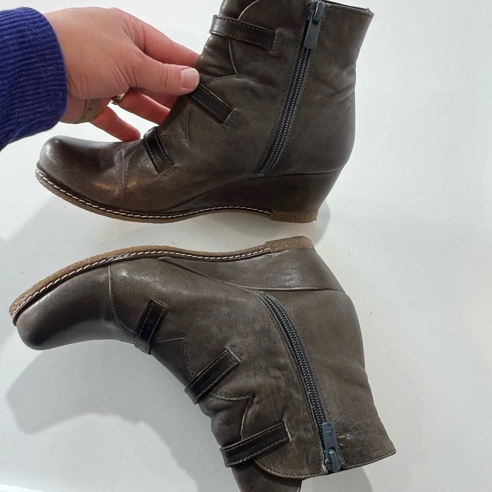 Eric Michael Dark Gray Ankle Boots with Buckle Detail